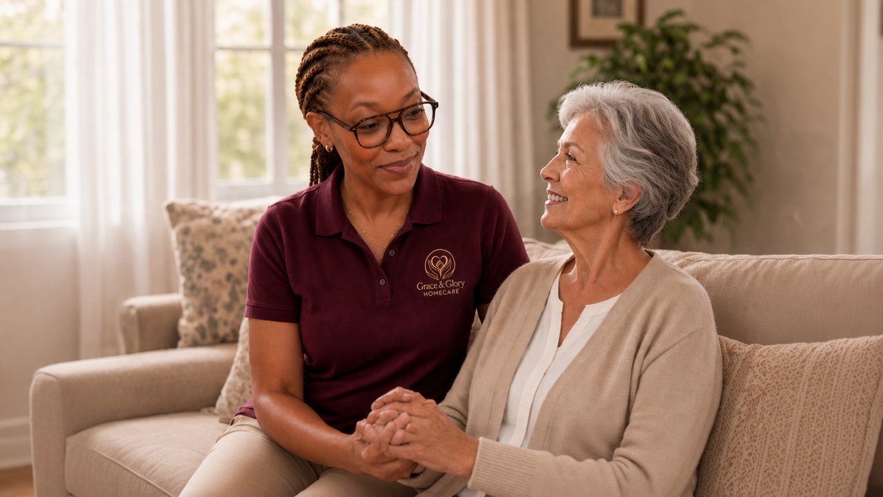 Companion care visit with a senior at home